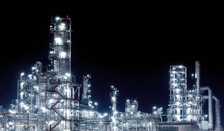 Offshore oil and gas platforms are in the process of releasing gas to the flame platform to reduce the pressure in the production process and forward the converted refinery. For the petroleum industry at night.の写真素材