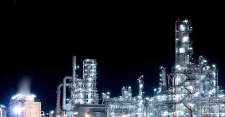 Offshore oil and gas platforms are in the process of releasing gas to the flame platform to reduce...
