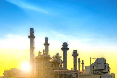 Power plant zone generating electricity at sunset- imagesの写真素材