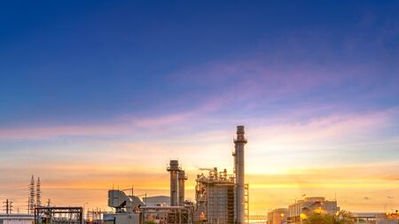 Power plant zone generating electricity at sunset- imagesの写真素材