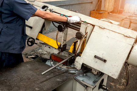 close up CNC milling machine working process  on metal industryの写真素材