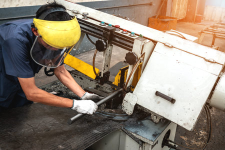 close up CNC milling machine working process  on metal industryの写真素材