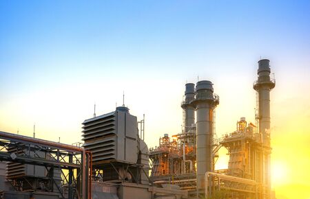 Power plant zone generating electricity at sunset- imagesの写真素材