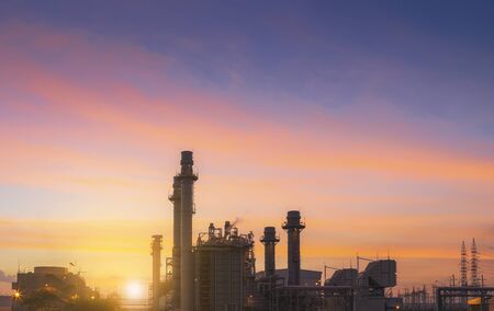 Power plant zone generating electricity at sunset- imagesの写真素材