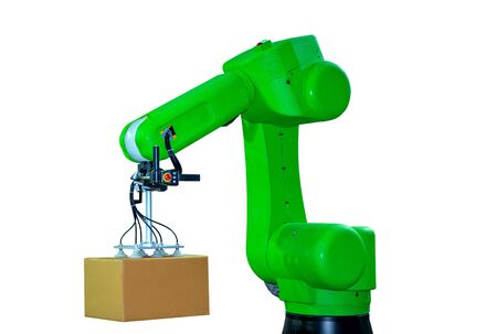 Isolated robot arm machine for industry manufacture operation on white background.の写真素材