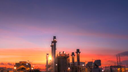 Power plant zone generating electricity at sunset- imagesの写真素材