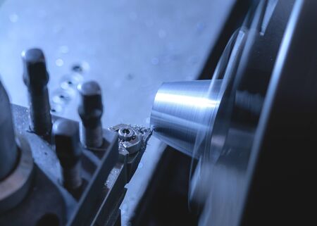 Milling mechanical turning metal working process metal parts.-imageの写真素材