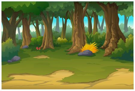 Vector illustration of a tree and graphic of jungle.のイラスト素材