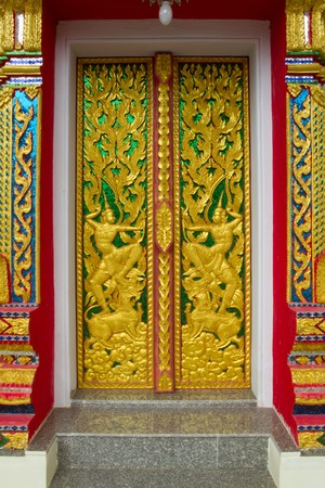 Thai painting of Buddhist temple Thailandの写真素材