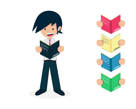 Salary Man 01 Read The Business Plan Book, Action Plans, Financial Plan, Marketing Plan and Production Planのイラスト素材