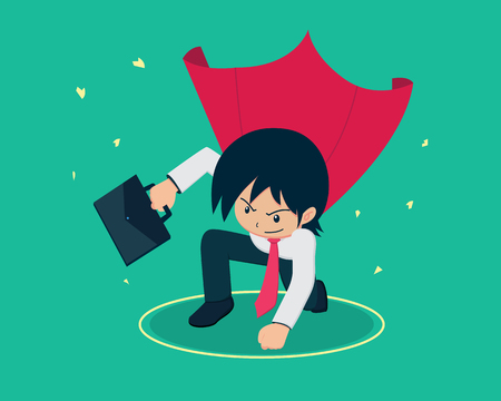 Salary Man 01 The Super Business Man Landing.If you have a good Business plans , you will be faster than anyone else.のイラスト素材