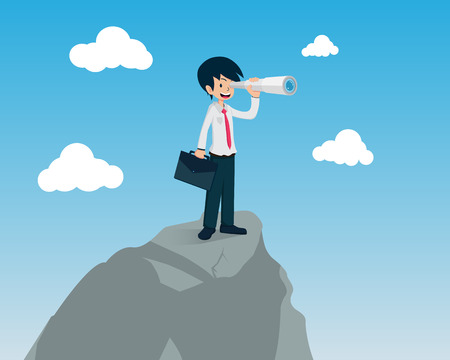 Salary man 01 Looking for Opportunities Using a Binoculars. Show your vision of business.のイラスト素材