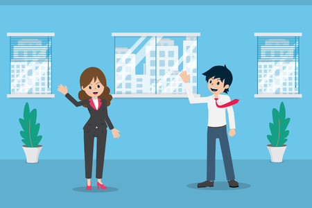 Salary Man 01 are Greeting Colleagues in the Office.Greeting co-workers to create a Companion.のイラスト素材