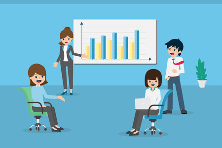 Salary Man 01 are Presenting in front of Colleagues in the Office.のイラスト素材