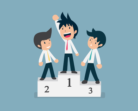 Three Business Man Standing on Winner Prodiumのイラスト素材