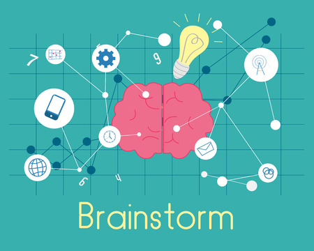 Flat BrainstormFlat Brain Digital link line networkのイラスト素材