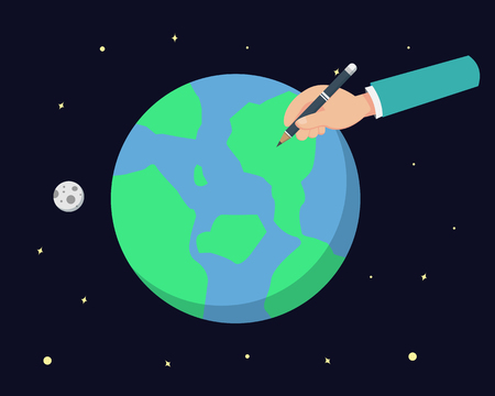 Let's draw our world to live.のイラスト素材