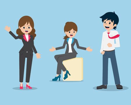 Salary Man 01 are Talk to colleagues and colleagues who are close, fun and friendly. Happy Officeのイラスト素材