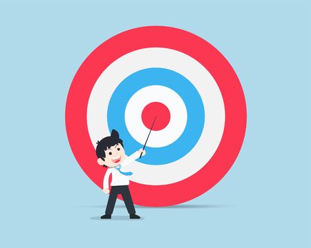 SD Business Man Present and point at the center of the target. Present own goalsのイラスト素材