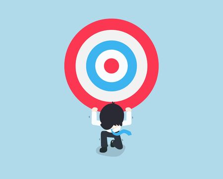 SD Business Man bearing a giant target on his back alone. Goal too big can be difficult.のイラスト素材