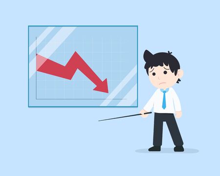 SD Business Man Present the line graph with bad results. If you plan bad, you will get bad results.のイラスト素材