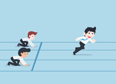SD Business Man Running Competition If they have good preparation, start first. Prepare a good business plan We will have a competitive advantage.のイラスト素材