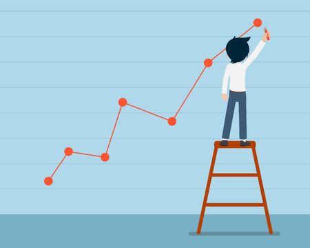 Salary Man Successfully drawing the graph at the highest point.のイラスト素材