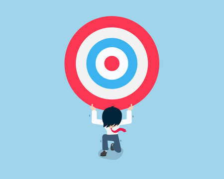 Salary Man bearing a giant target on his back alone. Goal too big can be difficult.のイラスト素材