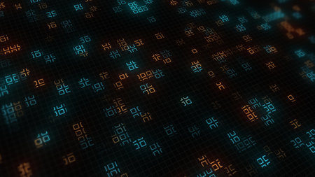 Abstract Close up Small Square lined up a lot is a Digital Circuit Background. Digital interface connection and global communication technology futuristic backgroundの写真素材