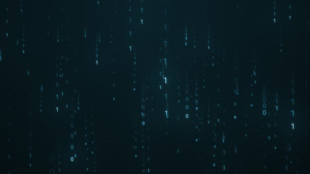 Lots of Matrix Binary Code Random Number Falling Continuously Background. analytics Source Code...