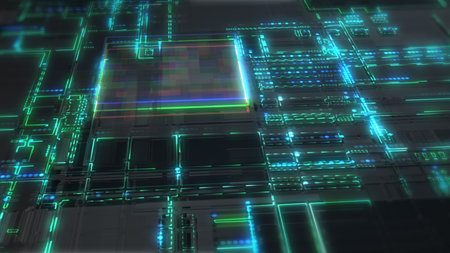 Processing Stream Lines Fast Running on Digital Circuit Board. intelligence structure processing...