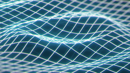 Sonar Wave Scan WireFrame Close Up Background.Digital Technology Network Backgroundの写真素材