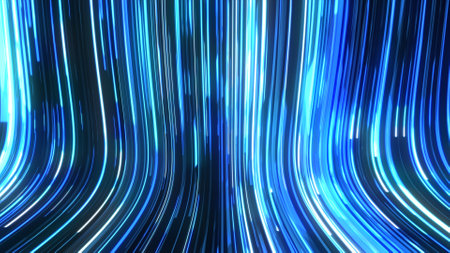 Animation Digital Technology Stream Super Fast Speed Lines Side Background. 5G Super Fast Internet Technology Fiber Docsisの写真素材