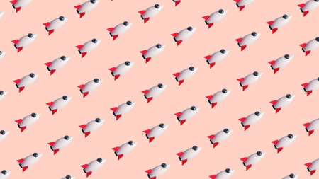 3D Rendering Start up Rocket Cute Clean Pastel color Pattern Animation 3D illustration Background. Make plans and head to the finish line.の写真素材