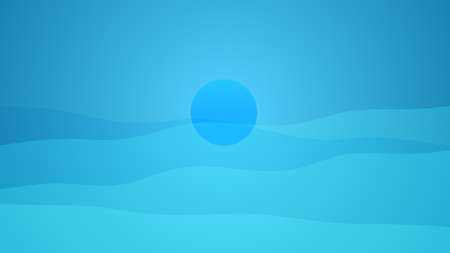 Sun And Sea Blue Color Wave Background. Clean Blue Color Wave Abstract Background. abstract minimal geometric lines Wave motion backgroundの写真素材