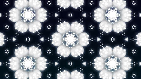Flower Kaleidoscope Abstract Black And White Backgroundの写真素材