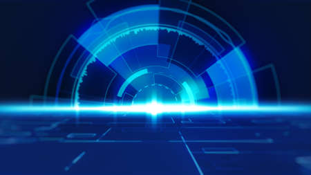 Abstract Tunnel Digital Technology Futuristic Hud Equalizers Background. Digital Hud Equalizers Colorful Backgroundの写真素材