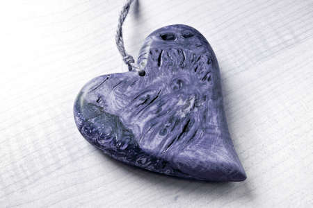 wooden heart blueの写真素材