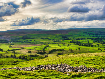 Idyllic landscape image of English countryside in the Peak District National Park