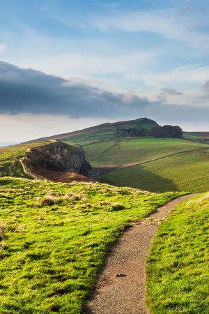 Hadrian's Wall in Northumberland. A two thousand year old UNESCO World Heritage Site with superb views and excellent walking alongside this amazing Roman Wallの写真素材