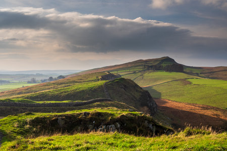 Hadrian's Wall in Northumberland. A two thousand year old UNESCO World Heritage Site with superb views and excellent walking alongside this amazing Roman Wallの写真素材