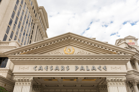 Las Vegas, USA - October 28, 2016:  Marquee over entrance to Caesars Palace on the Vegas Strip in Las Vegas, NV.  Caesars Palace is a luxury resort, famous casino, and an iconic brand.のeditorial素材