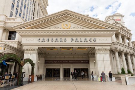 Las Vegas, USA - October 28, 2016:  People entering Caesars Palace on the Vegas Strip in Las Vegas, NV.  Caesars Palace is a luxury resort, famous casino, and an iconic brand.のeditorial素材