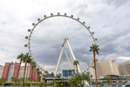 Las Vegas, USA - October 28, 2016:  The 520-foot diameter High Roller is the world's largest observation wheel and a dominant landmark in Las Vegas.のeditorial素材