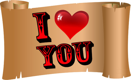 I LOVE YOU SCROLLのイラスト素材