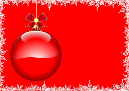 red christmas background with baubleのイラスト素材