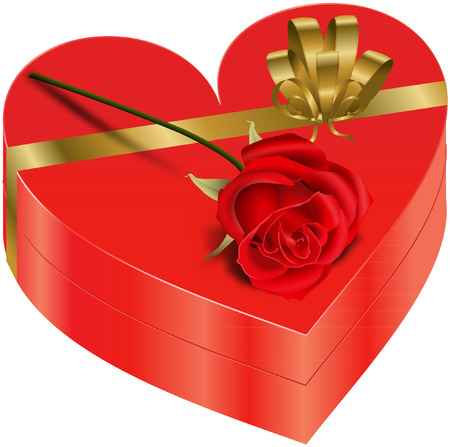 HEART SHAPED BOX WITH ROSEのイラスト素材