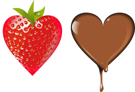 STRAWBERRY AND CHOCOLATE HEARTのイラスト素材