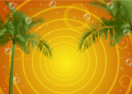 party with palm trees and bubblesのイラスト素材