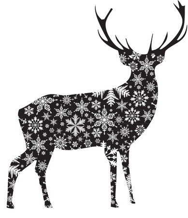 CHRISTMAS DEER WITH SNOWFLAKESのイラスト素材